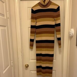 STAUD Multicolor Striped Long Sleeve Dress